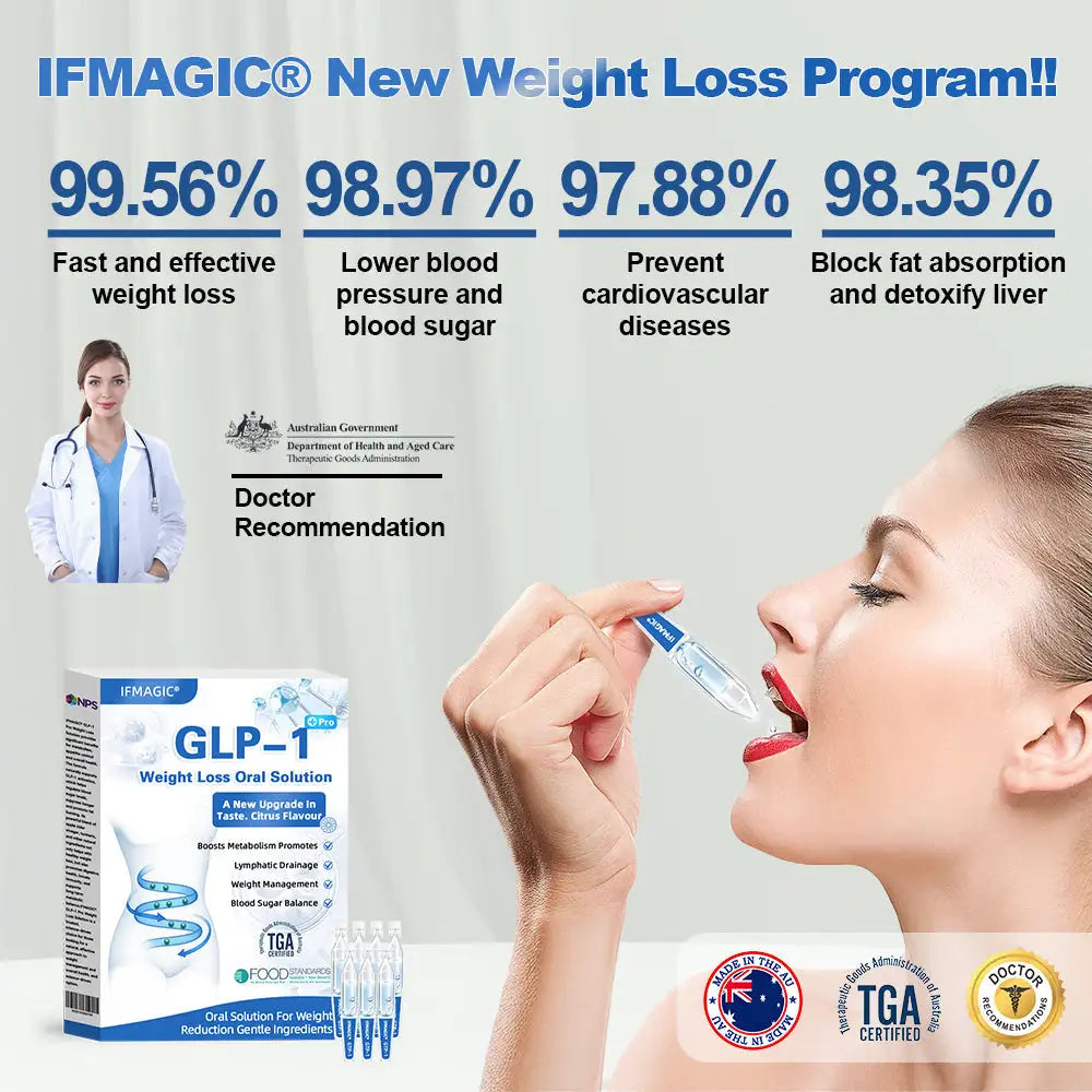 IFMAGIC® GLP-1 Pro Oral Solution for Weight Loss One dose per day – Visible results within 7 days Suitable for obesity, cardiovascular diseases, diabetes, sleep apnea, high cholesterol, high blood fats, joint problems, and more 🚀