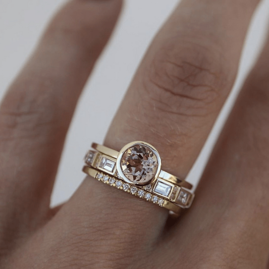 Hopp - Pickled Crystal Gold Ring Set